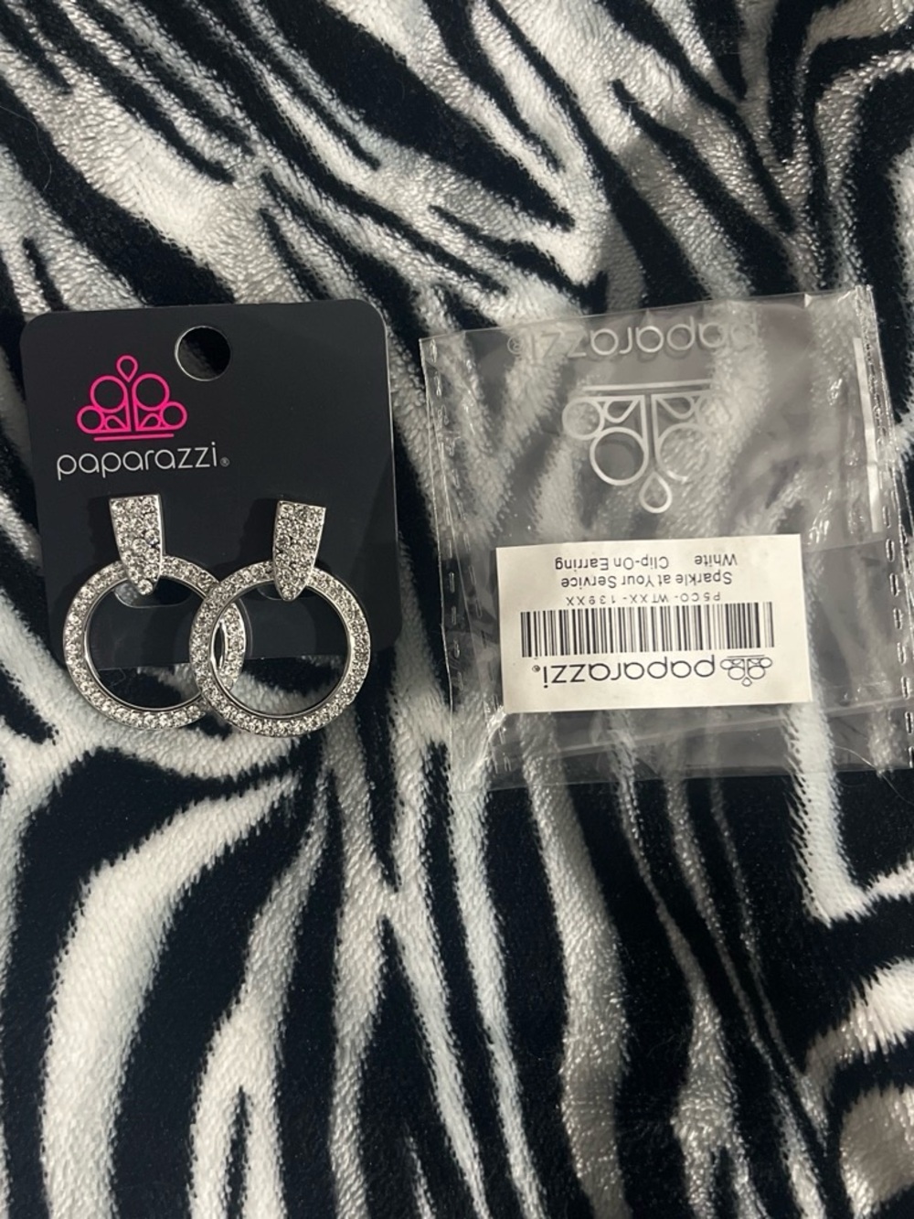 paparazzi Silver Crystal Hoop Drop Earrings
